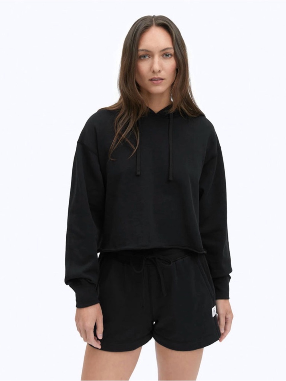 Reigning Champ Black Crop Hoodie